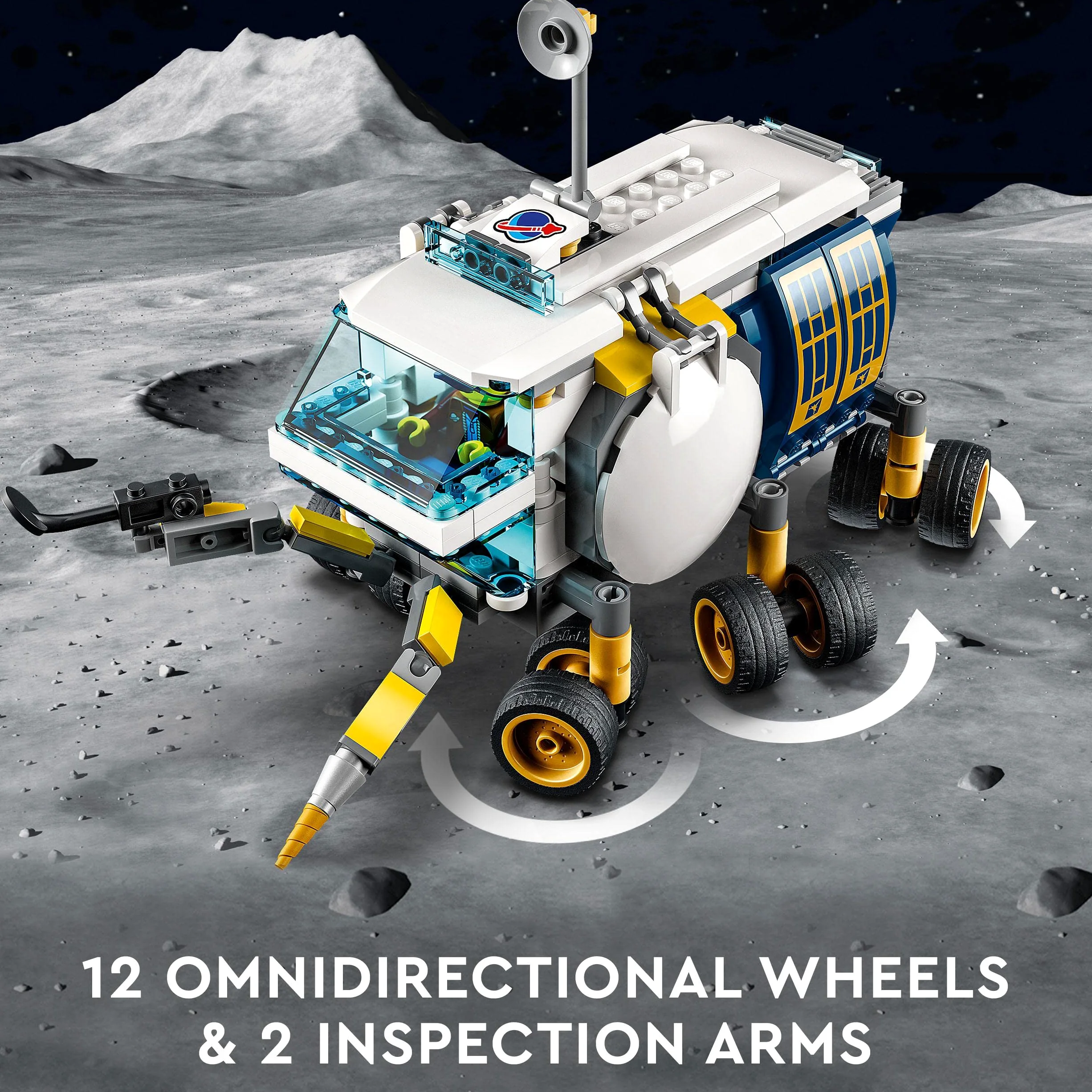 LEGO City Rover Lunare, Modello di Veicolo Spaziale Giocattolo Ispirato alla Base della NASA con 3 Minifigure di Astronauti, Giochi per Bambini e Bambine da 6 Anni, Idea Regalo di Compleanno 60348