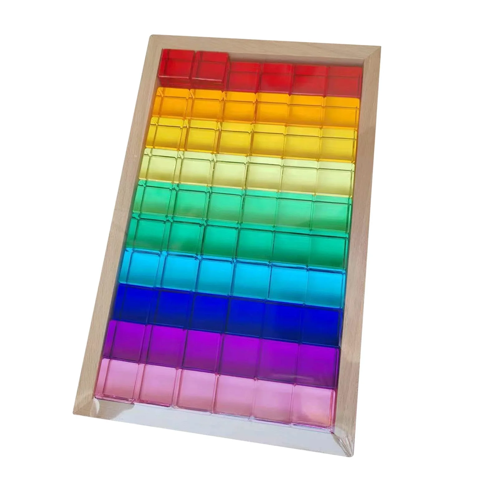 Giocattoli per L'allenamento Sensoriale con Blocchi da Costruzione Arcobaleno Realizzati in Cubi Acrilici per Il Gioco Creativo
