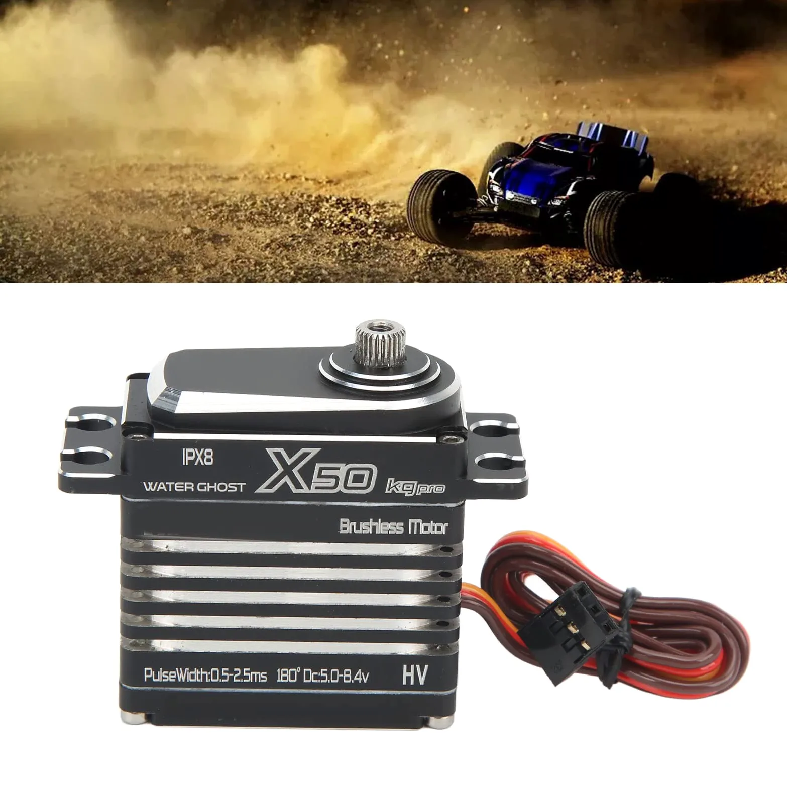 Servo digitale RC , servocomando per auto RC multiuso con ingranaggi precisi ad alta velocità IPx8 per auto RC 1/8 1/10