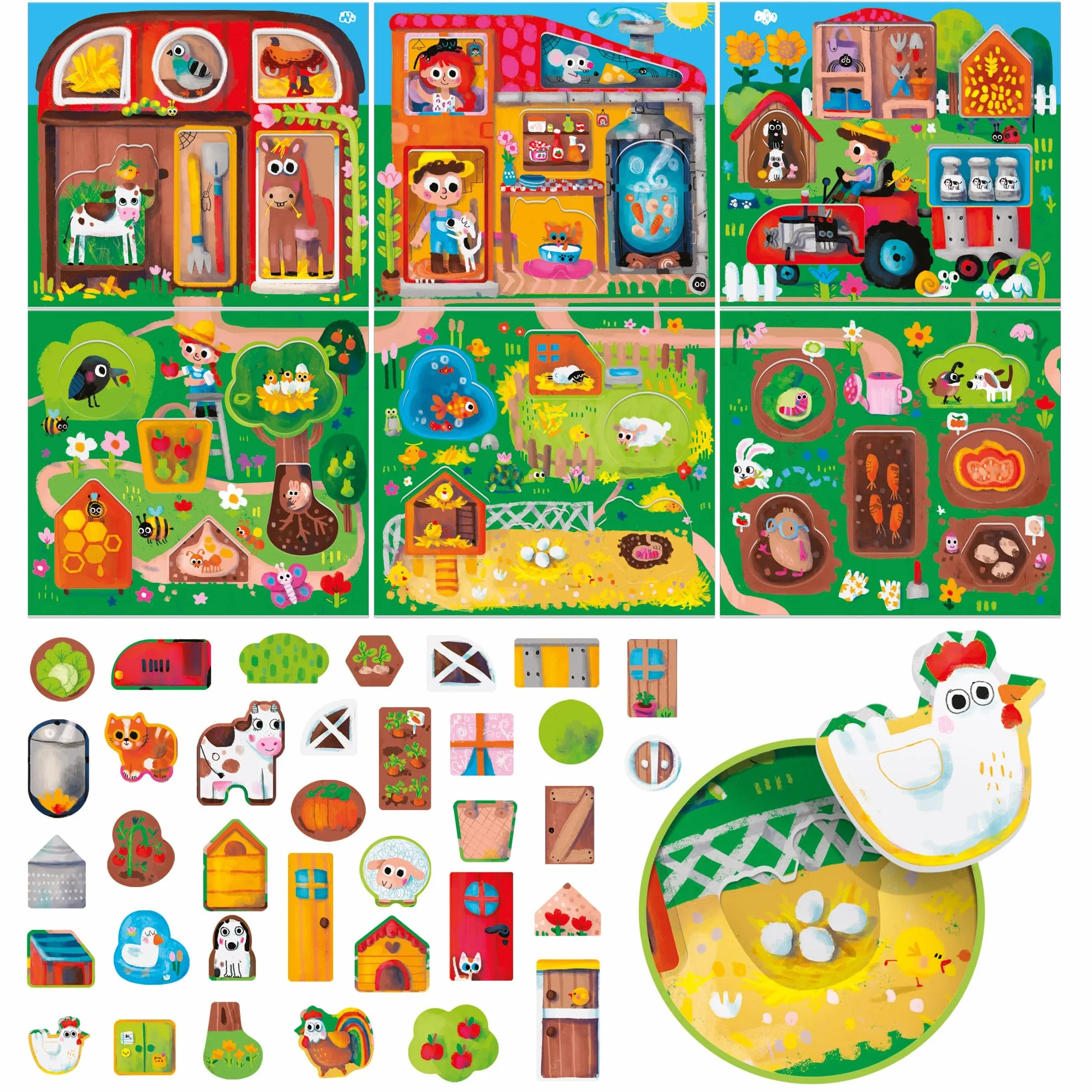 Headu Fattoria Prime Scoperte Montessori La prima fattoria didattica alza, scopri e impara! IT54983 Gioco Educativo Per Bambini 2-4 Anni Made In Italy