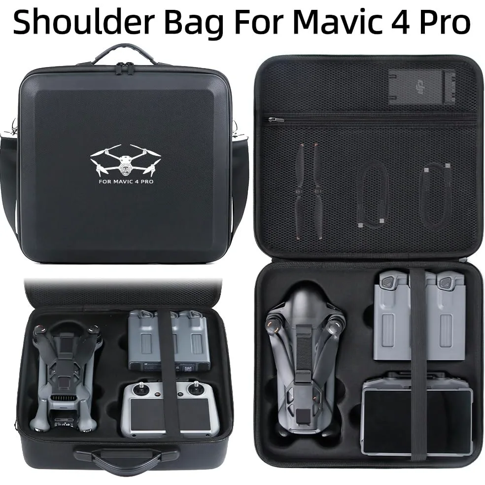 Custodia da viaggio per Mavic 4 Pro RC PRO2/RC 2, zaino organizer per il trasporto e lo stoccaggio del telecomando del drone, custodia a tracolla in PU EVA (solo custodia) (Nero)