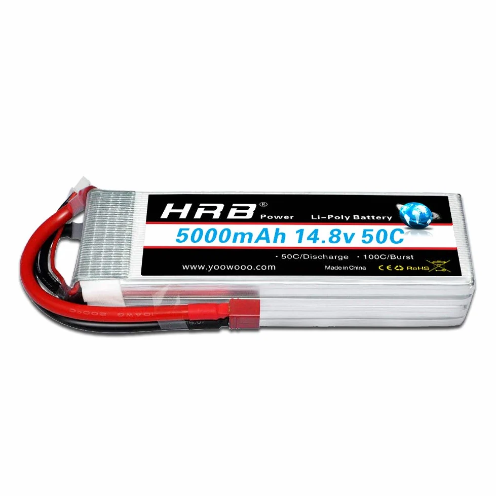 HRB 5000mAh 14.8v 50C 4S Batteria LiPo per Elicottero Aereo FPV quadcopter Drone Nero Ricambi RC Auto