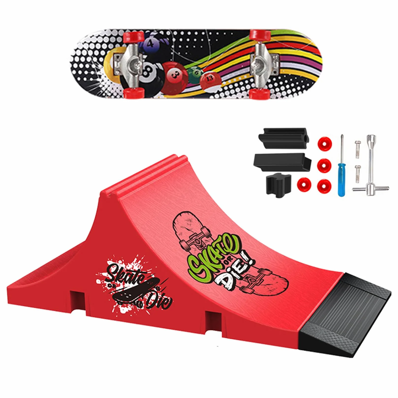 Mini Skateboard Da Dita Fingerboard Set di Sccessori per Rampa con 1 e Fingerboard di Ricambio Ultimate Sport Training Requisiten (E)