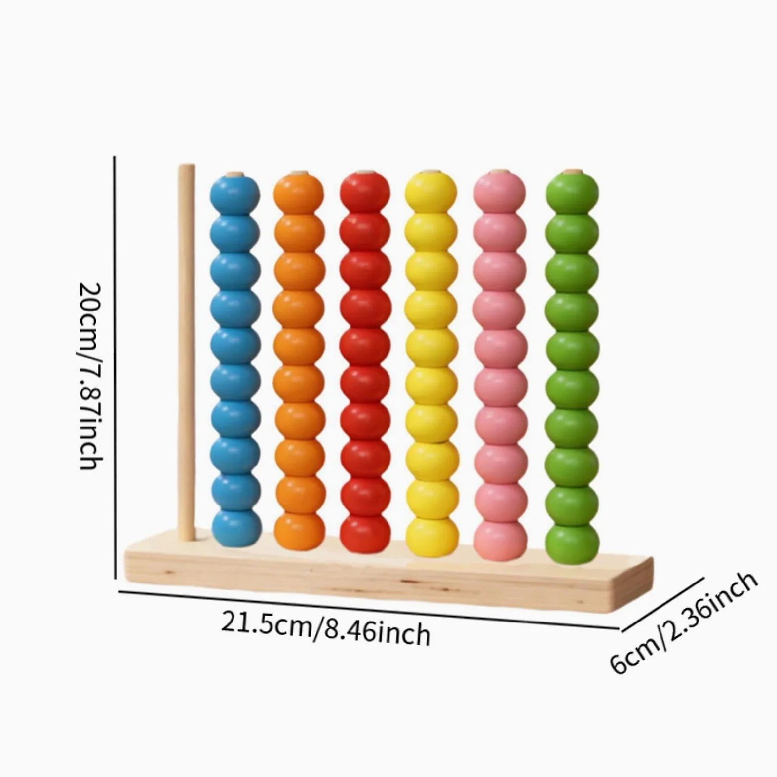 MagiDeal Gioco di conteggio impilabile con perline di legno per smistamento dei colori, gioco di coordinazione per bambini da 1 a 3 anni, 21.5x6x20 Cm