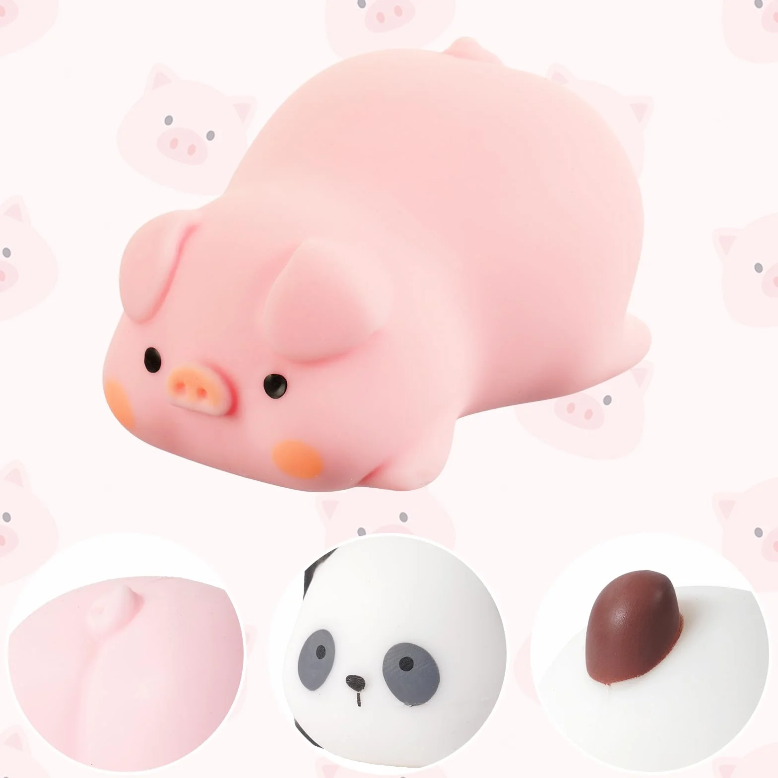 Squishy Squeeze Giocattoli Antistress 3PZ Maiale Cucciolo Panda Morbidi