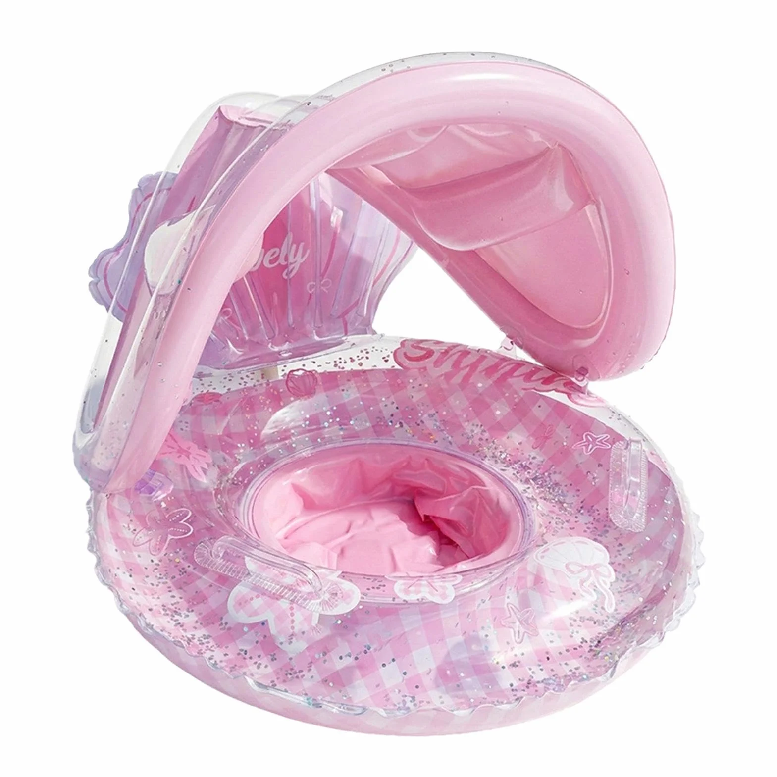 Salvagente Neonato Con Parasole, Cute Ciambella Neonato Mare, Seggiolino Gonfiabile Mare Per Bambina 6-12 Mese