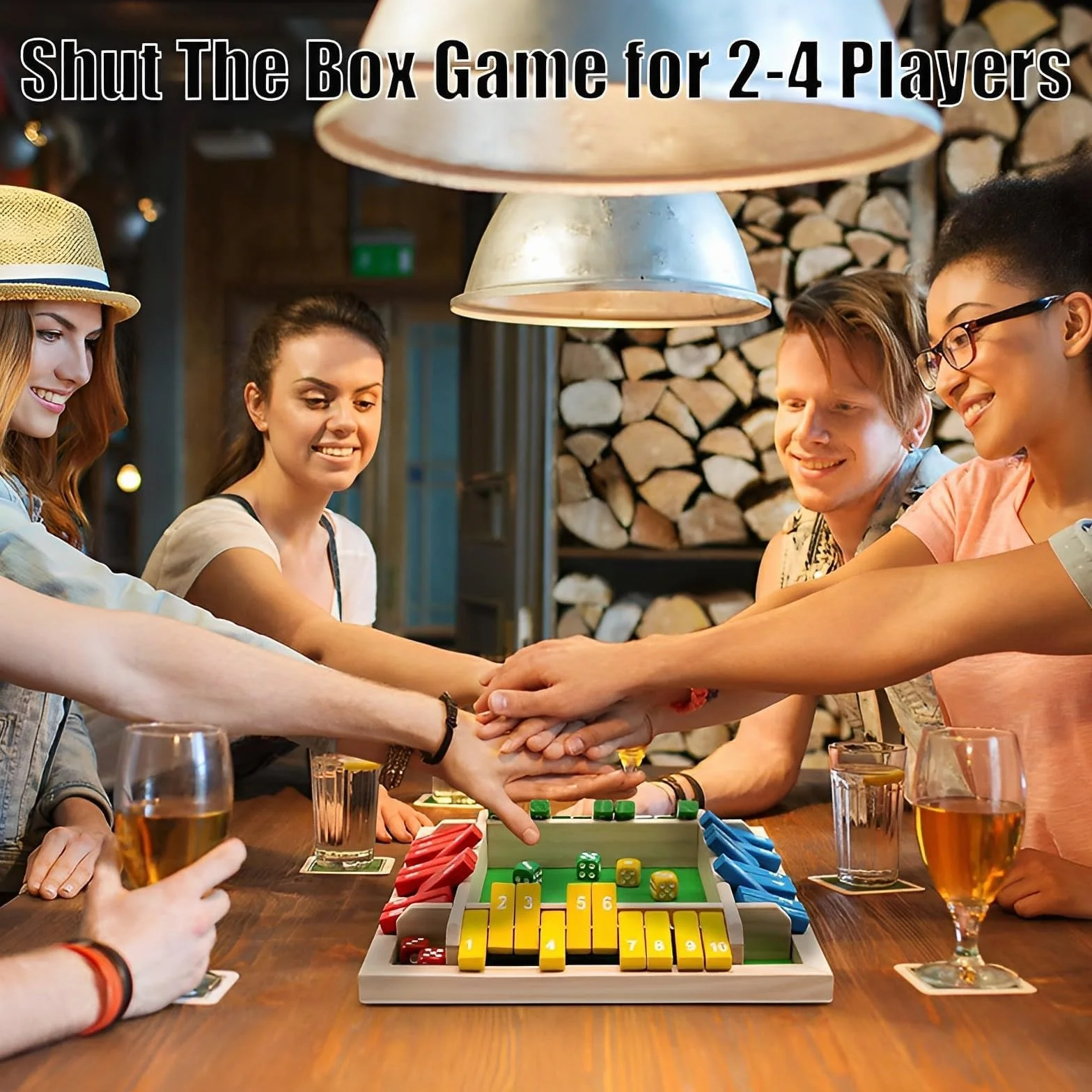 Shut the box 2-4 giocatori giochi da tavolo, gioco da tavolo in legno con 8 dadi, gioco dei dadi in scatola, giochi di matematica,per bambini adulti,classe familiare o bar
