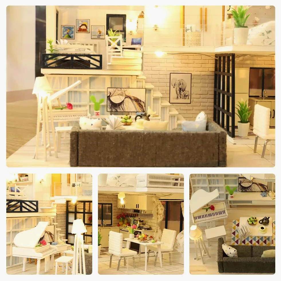 Kit casa in miniatura fai da te, kit creativo per casa delle bambole 3D | Mini per casa delle bambole con mobili per adolescenti e regali di compleanno e Natale, pratica dei p