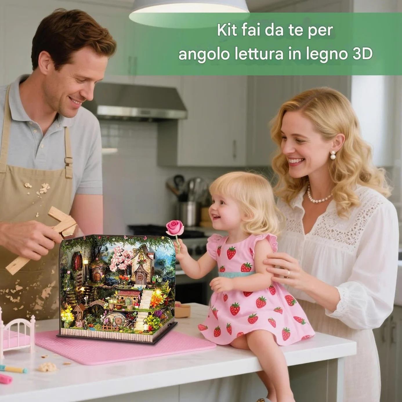 Generico Kit Casa in Miniatura Kit Creativo per Angolo Lettura Fai da Te, | Casa in Miniatura Fatta a Mano per Adulti, Adolescenti, Biblioteca, Camera da , Esposizione su Mensola, Vac