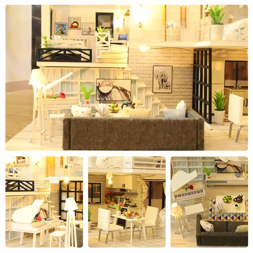 Kit per la casa in miniatura fai da te, kit creativo per la casa in 3D | Mini per la con mobili per e adolescenti, regali di compleanno e di Natale, pratico