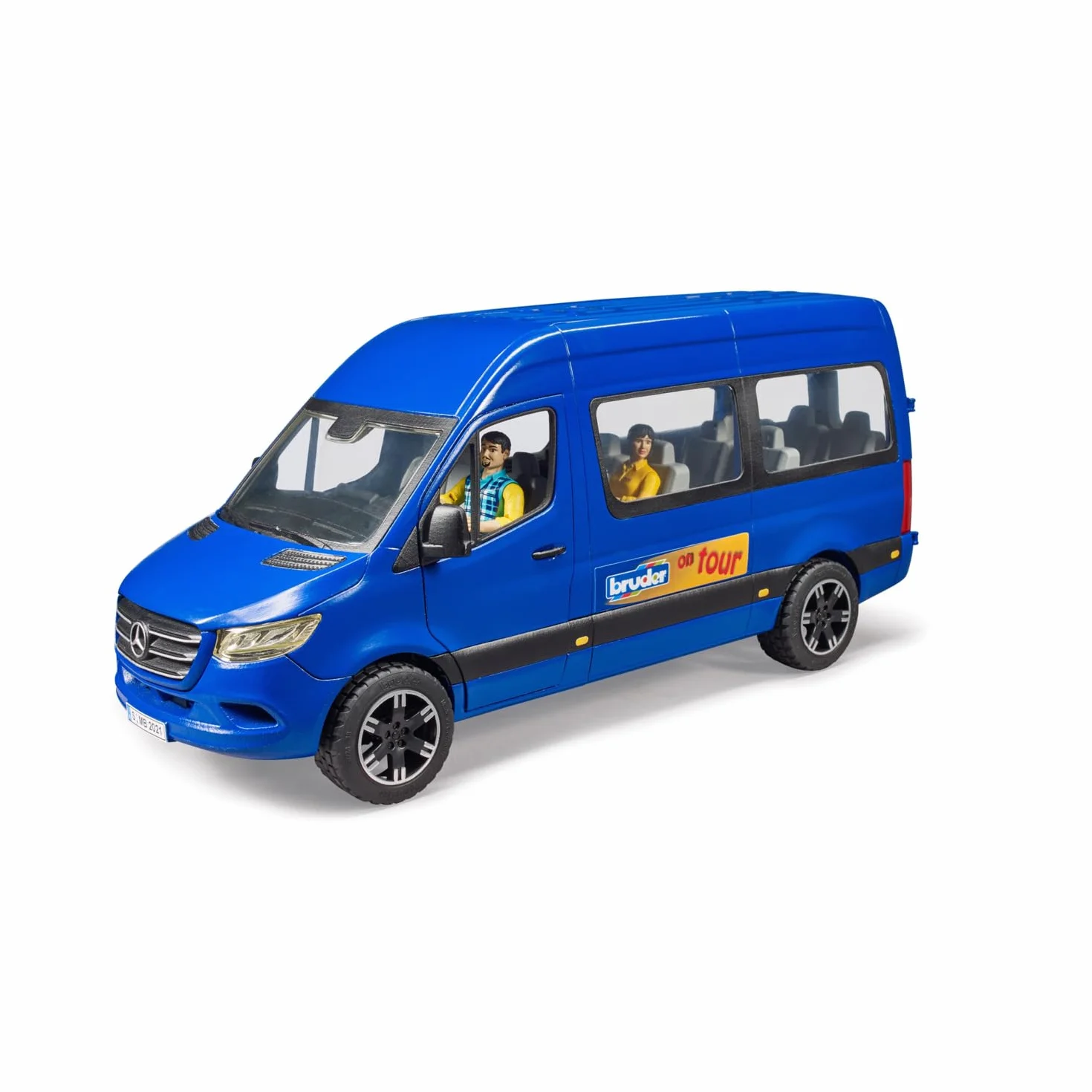 bruder 02670 - MB Sprinter Transfer con autista e passeggero, veicolo, autobus, trasportatore, figura giocattolo