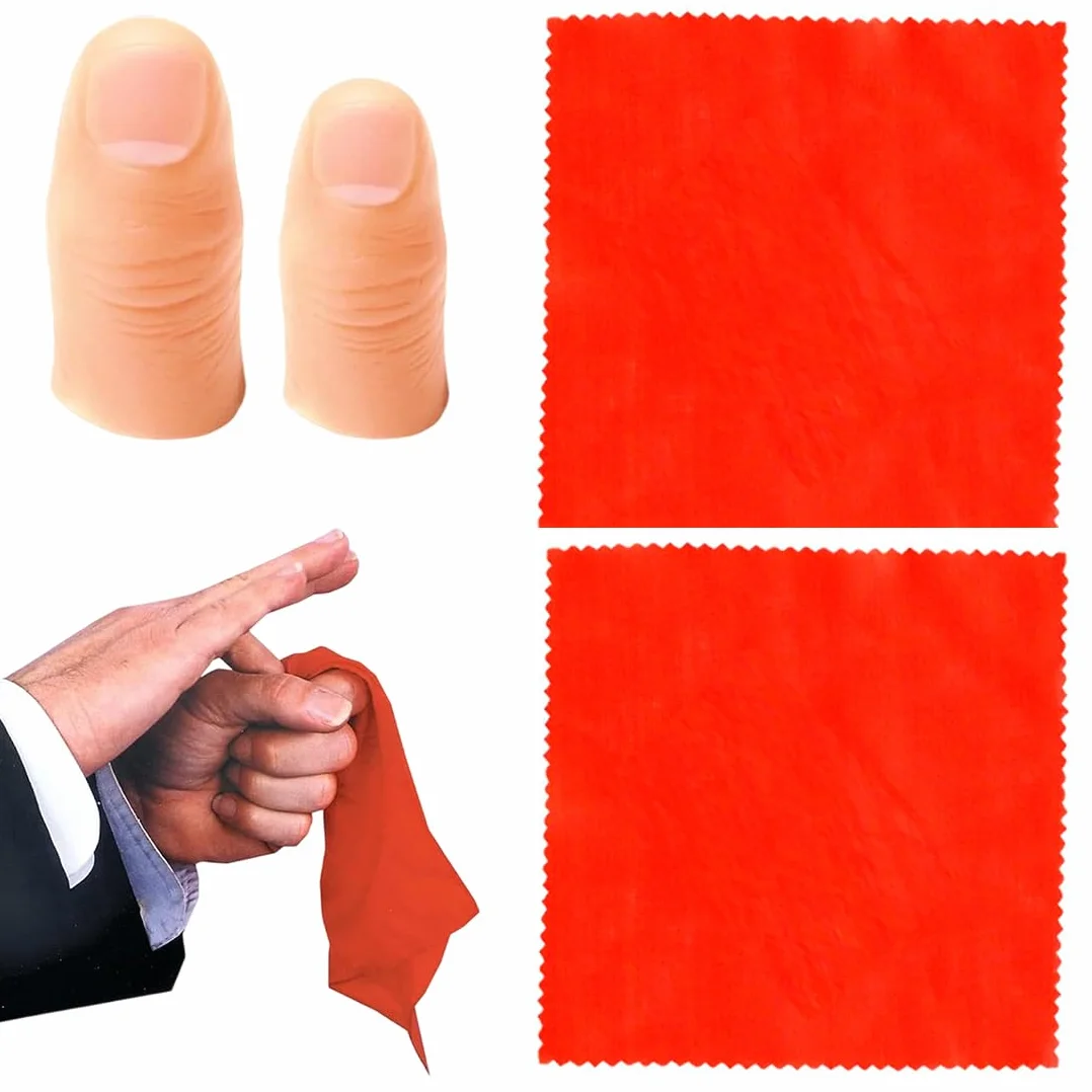 Set magico per pollice: 2 accessori, 2 fazzoletti rossi (1 grande, 1 piccolo) per feste