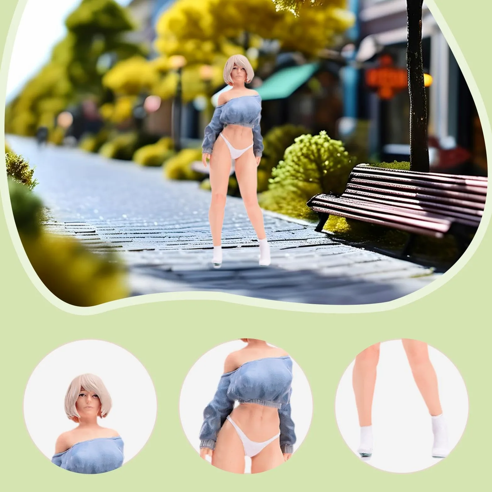 Miniatura Figurina Donna 1/18 Modello in Resina Figurina Dipinta Micro Paesaggio Accessorio Decorazione Scena Adatta per Collezione Regalo