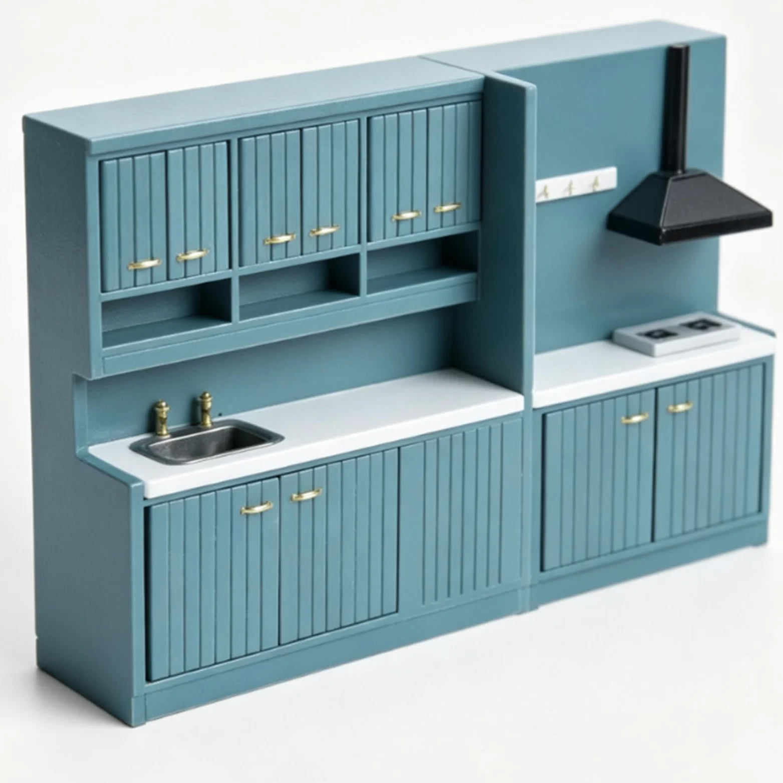 Set di Armadietti da Cucina in Miniatura da 6,5 ​​pollici, Scala | Porte Funzionali Aperte per Riporre gli Oggetti Design Modulare in Robusto Legno di Betulla per un Posizionamento Flessibile
