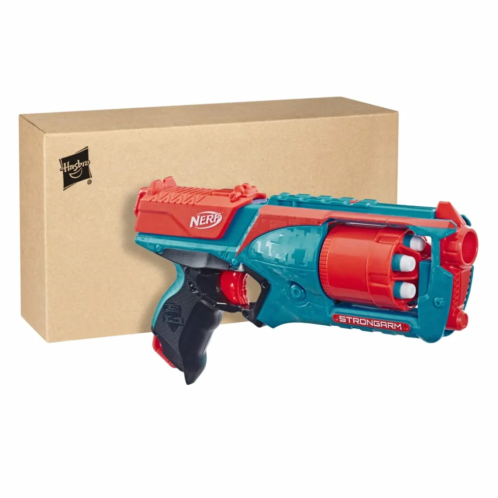 Hasbro Nerf Elite, Strongarm Orange, Blaster Giocattolo, Per Bambini e Bambine da 8 Anni in Su, Ottima Idea Regalo, Include 6 Dardi Nerf Elite, Blu e Arancione, Esclusiva Amazon