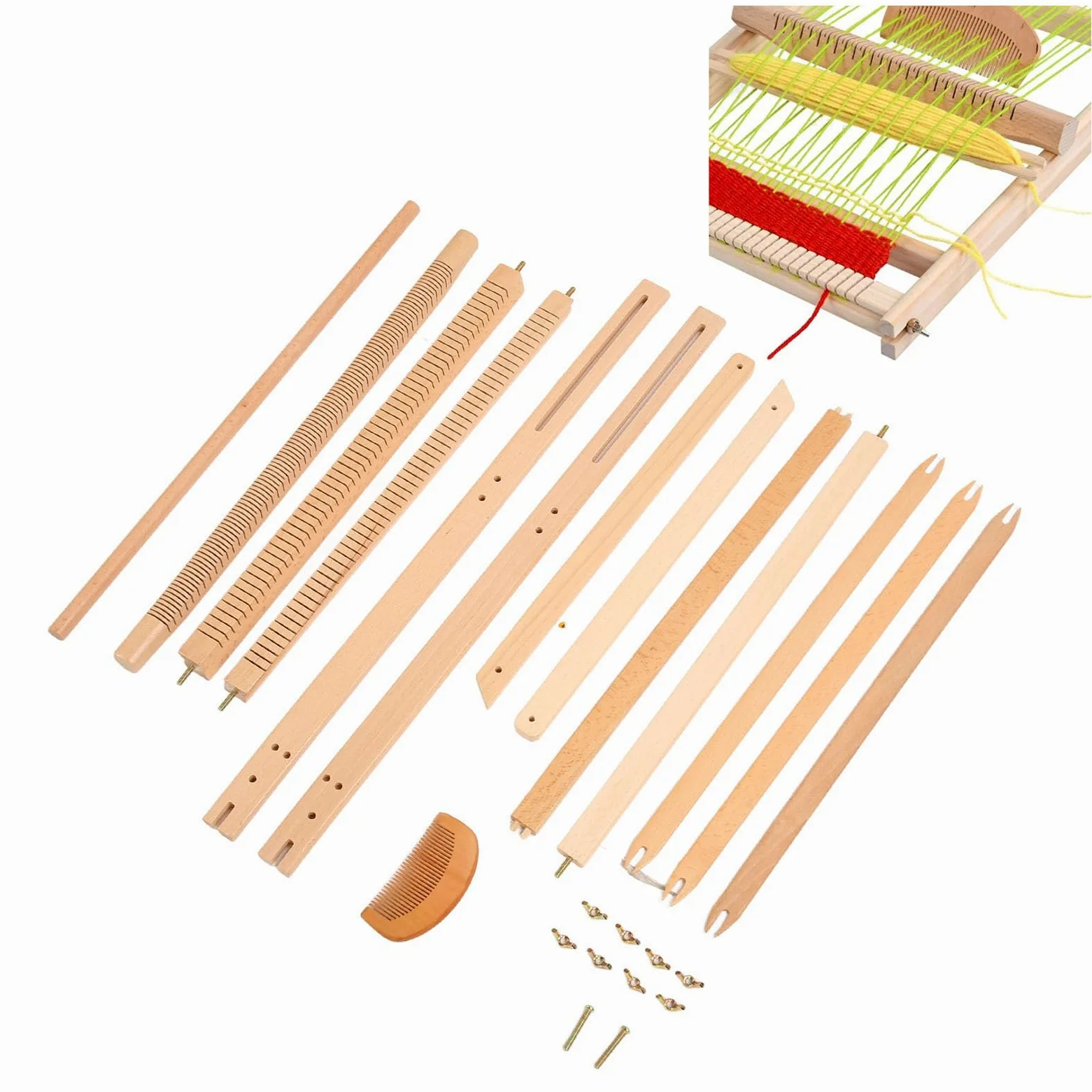 SIXRUN Kit di Tessitura Multi Artigianale in Legno con Telaio di Ordito Integrabile per Bambini Adulti Principianti