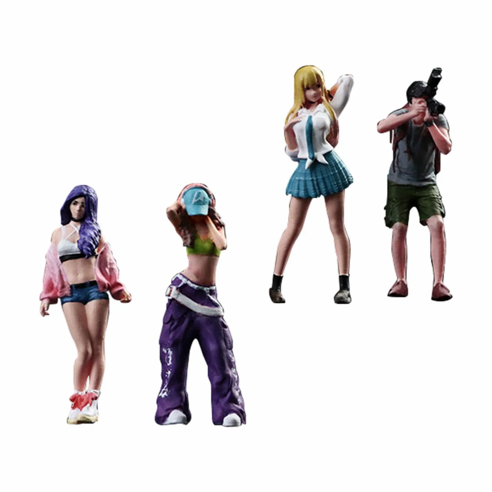 Set 4 Figurine Femminili Scala 1:64 Per Diorami | resina modellata, dettaglio fine, non cadere