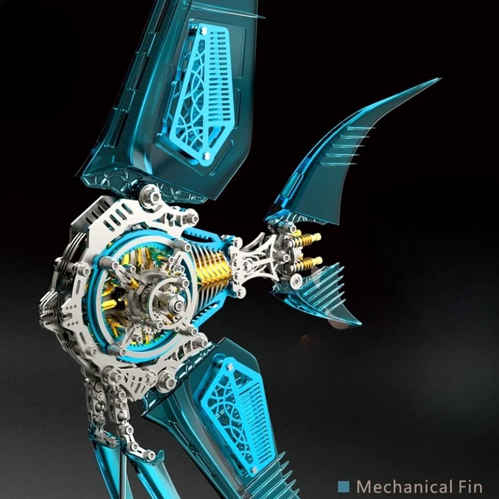Generico Puzzle 3D in Metallo Modello Pesce Pinne Assemblaggio Fai da Te Puzzle Steampunk 529 Pezzi Puzzle 3D Adulti Standard Edition - Blue