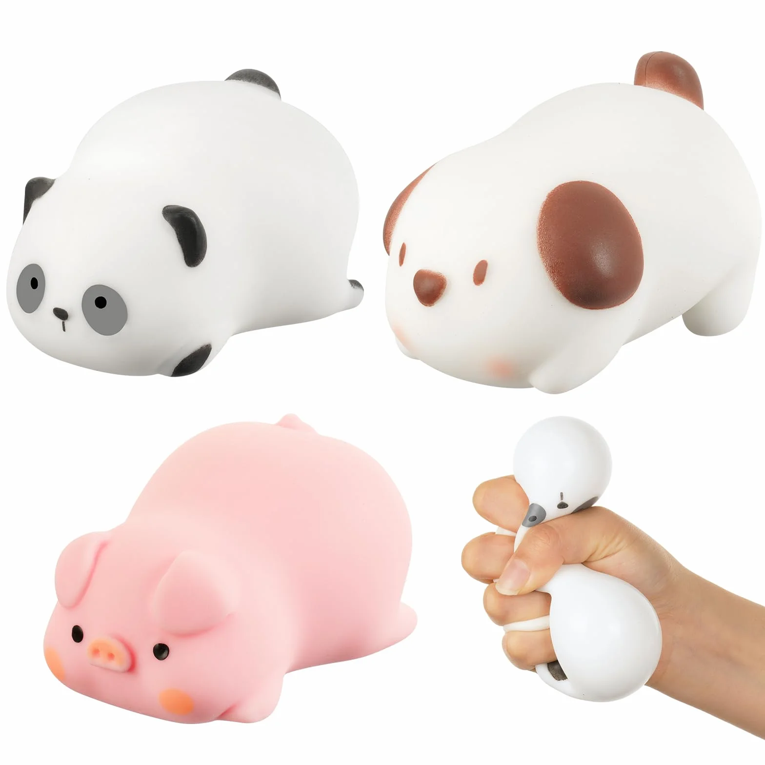 Squishy Squeeze Giocattoli Antistress 3PZ Maiale Cucciolo Panda Morbidi