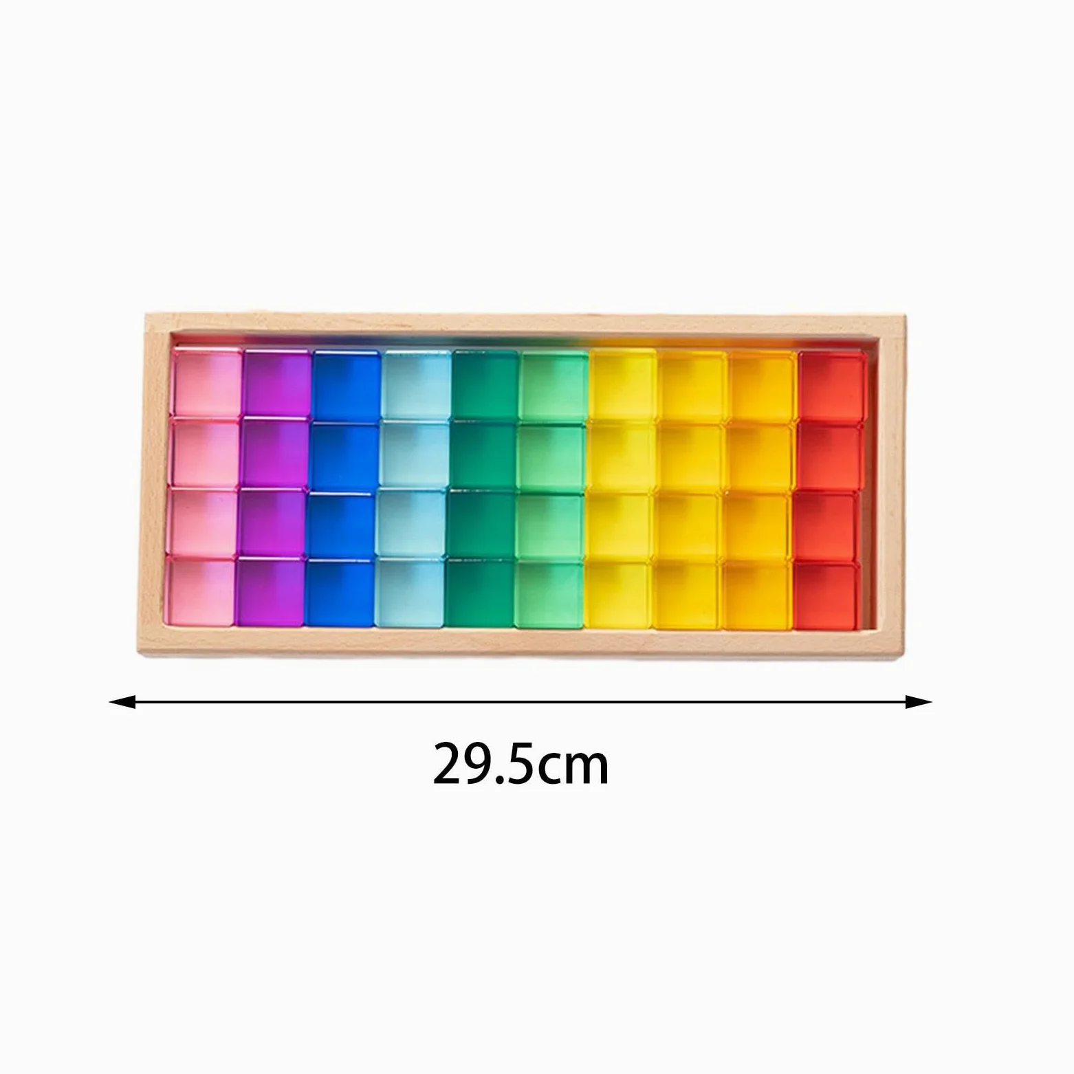50 Pezzi Blocchi da Costruzione Cubi Arcobaleno Giochi Acrilico Trasparente con Scatola in Legno Adatto per Bambini Scuola, 40 Pezzi
