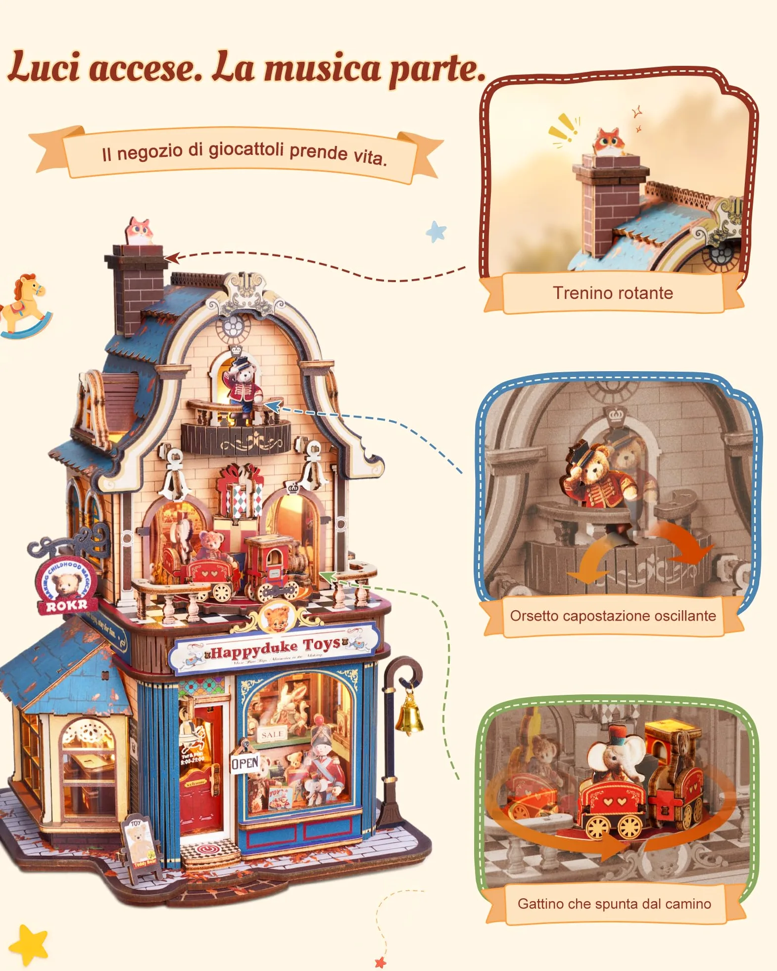 ROKR Happyduke Toy Shop Puzzle 3D in Legno per Adulti, EAM01 | Regalo per adulti,Miniatura decorativa per scrivania