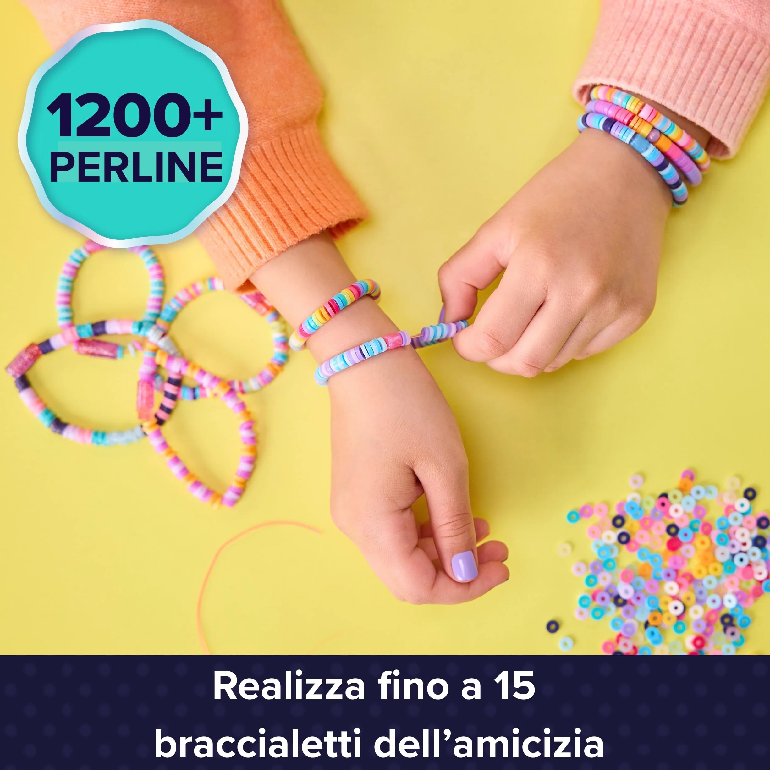 Cool Maker Macchina Braccialetti Heishi Amicizia con Penna Impila-Perline e 1200 Perline per 15 Braccialetti, Giocattolo Artistico per Bambine 7+