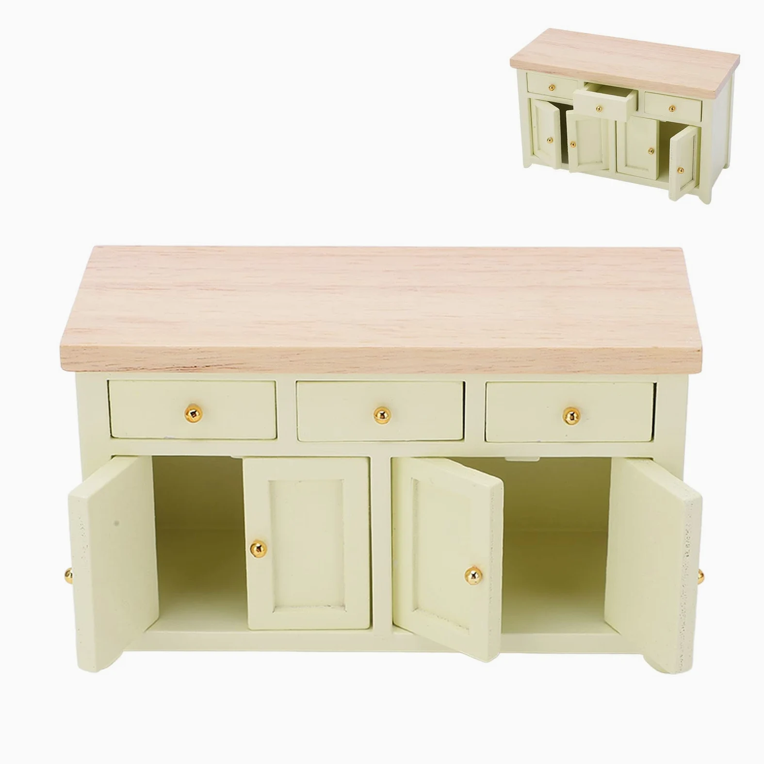 Armadietto per casa delle bambole Armadietto portaoggetti per casa delle bambole in miniatura in betulla in scala 1:12 (Crema)