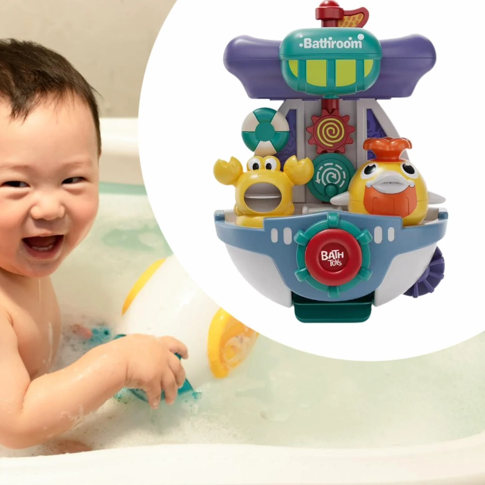 F Fityle Giocattolo da bagno per neonati, giocattoli da bagno, decorazione da parete, giocattoli che spruzzano acqua, irrigatore per doccia da bagno per, Bianco