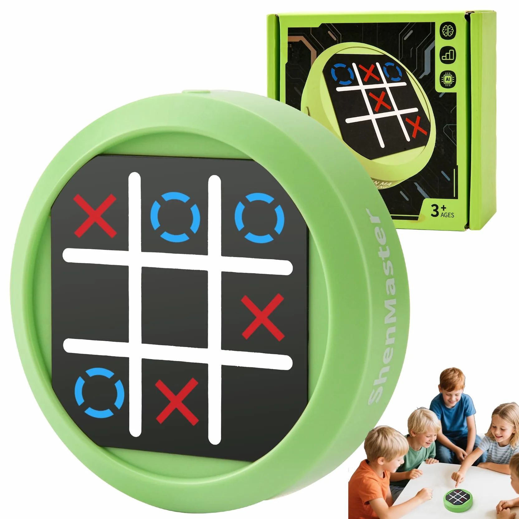 TFIOON Tic Tac Toe, Gioco Elettronico 4-in-1 Tris, Console di gioco di puzzle portatile Regalo Educativo per Bambini Adulti - Gioco in Famiglia (Verde)