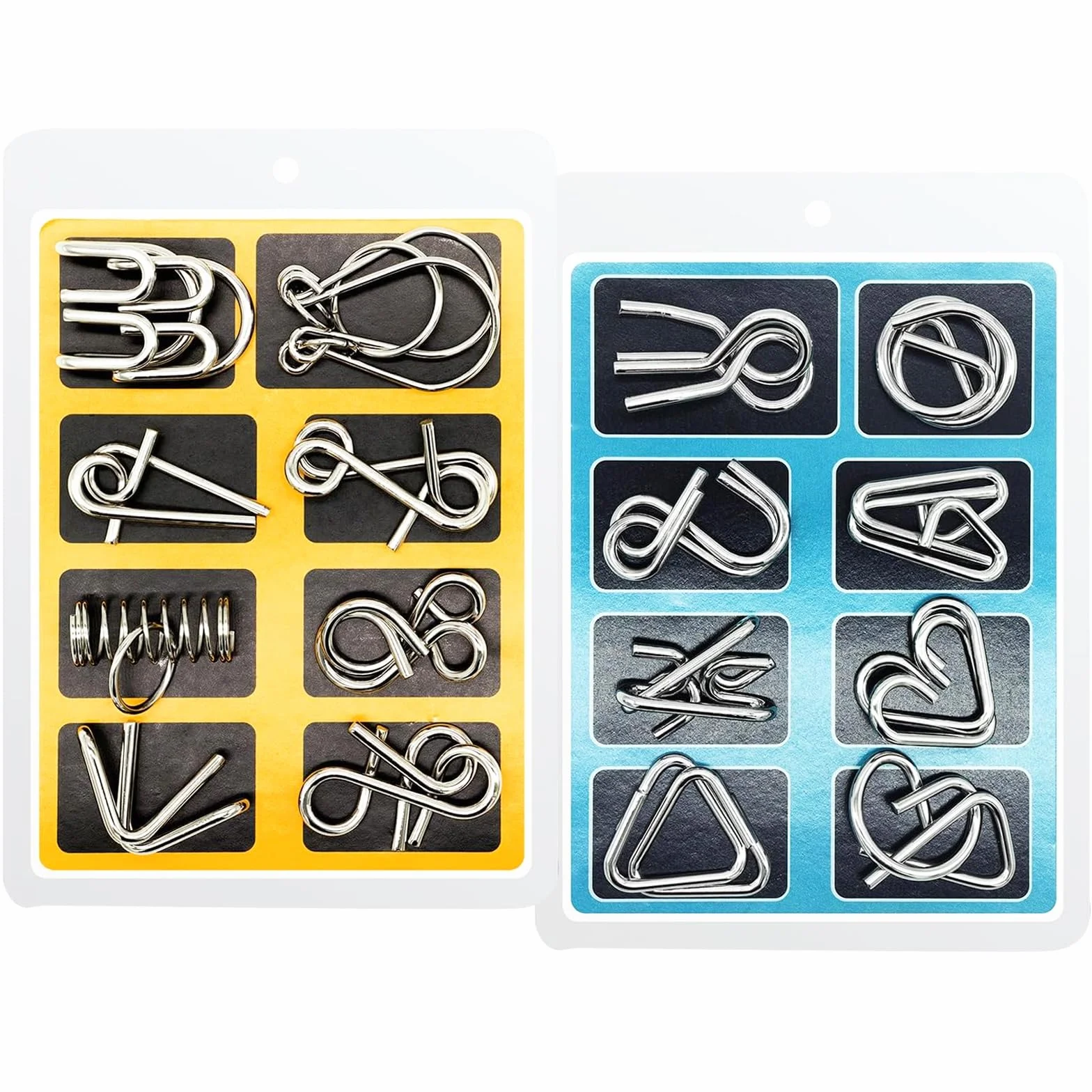 Set 16 Giochi Rompicapo di Metallo Educativo Intelligenza per Adulti e Bambini