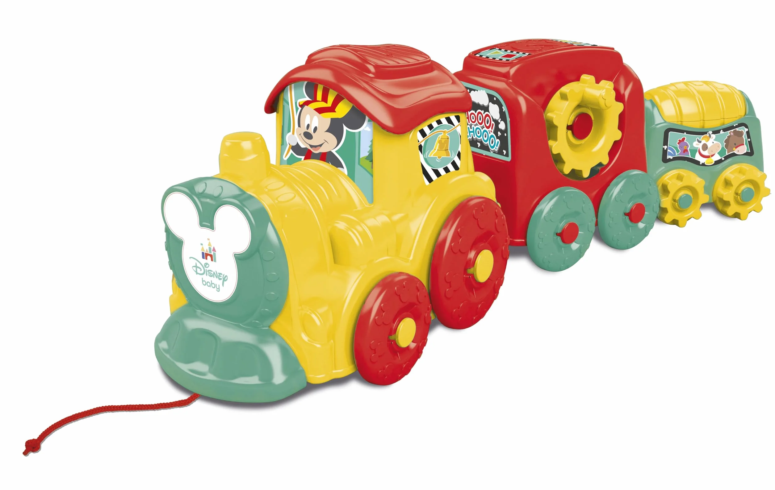 Clementoni Disney Baby Activity Train, Trenino Trainabile con Vagoni Impilabili, per Bambini 10+ Mesi, Gioco Prima Infanzia per Comprendere la Relazione Causa-Effetto, 17168