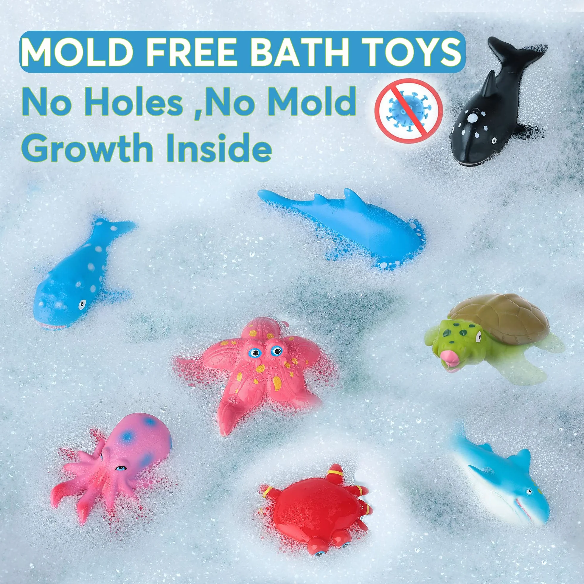 Giocattoli da Bagno Senza Foro per Bambini, 12 Pezzi Senza Muffa Baby Ocean Sea Animal Vasca da Bagno Piscina Giocattoli per Ragazzi Ragazze