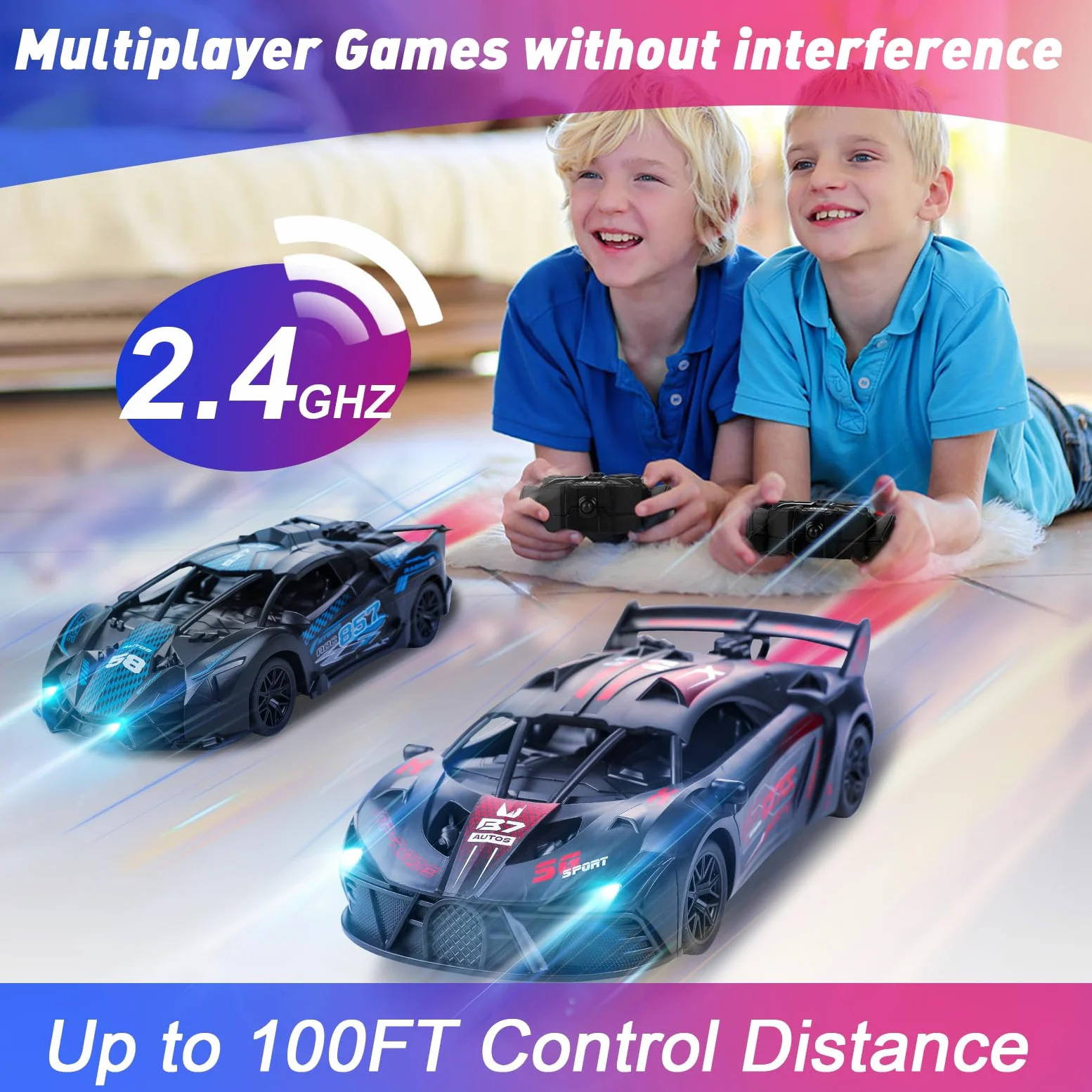 Bugetti Macchina Telecomandata per Bambini 3-12 anni Modellino RC Car, 1:18 Auto Telecomandata Bambino con Spray, Batteria Ricaricabile, Luce LED, Natale Compleanno Regalo per Ragazzi, Rosso