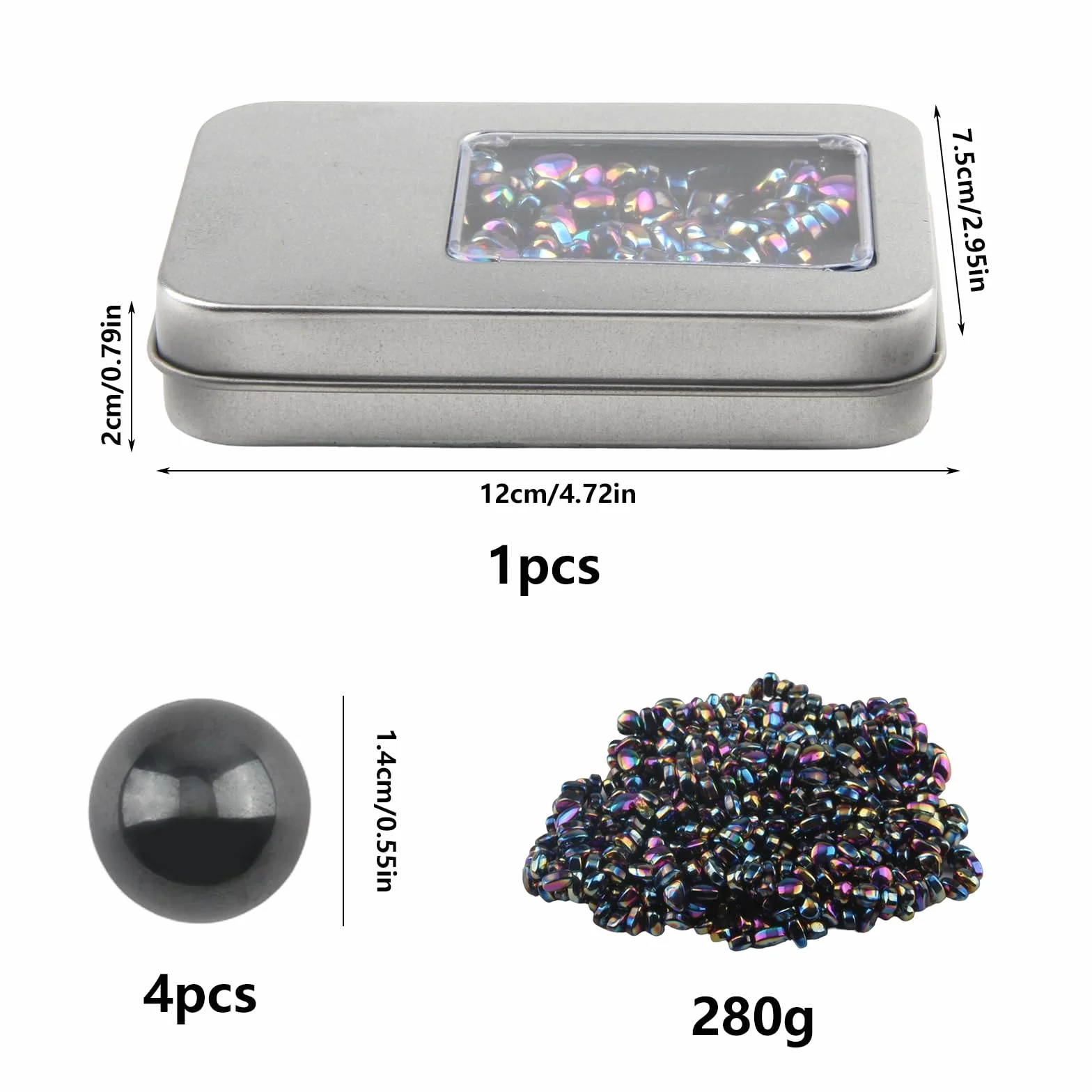 Pietre Magnetiche Colorate 600+ Piccole Biglie Magnetiche Sfera Magnetica 4 Grandi con Scatola di Ferro