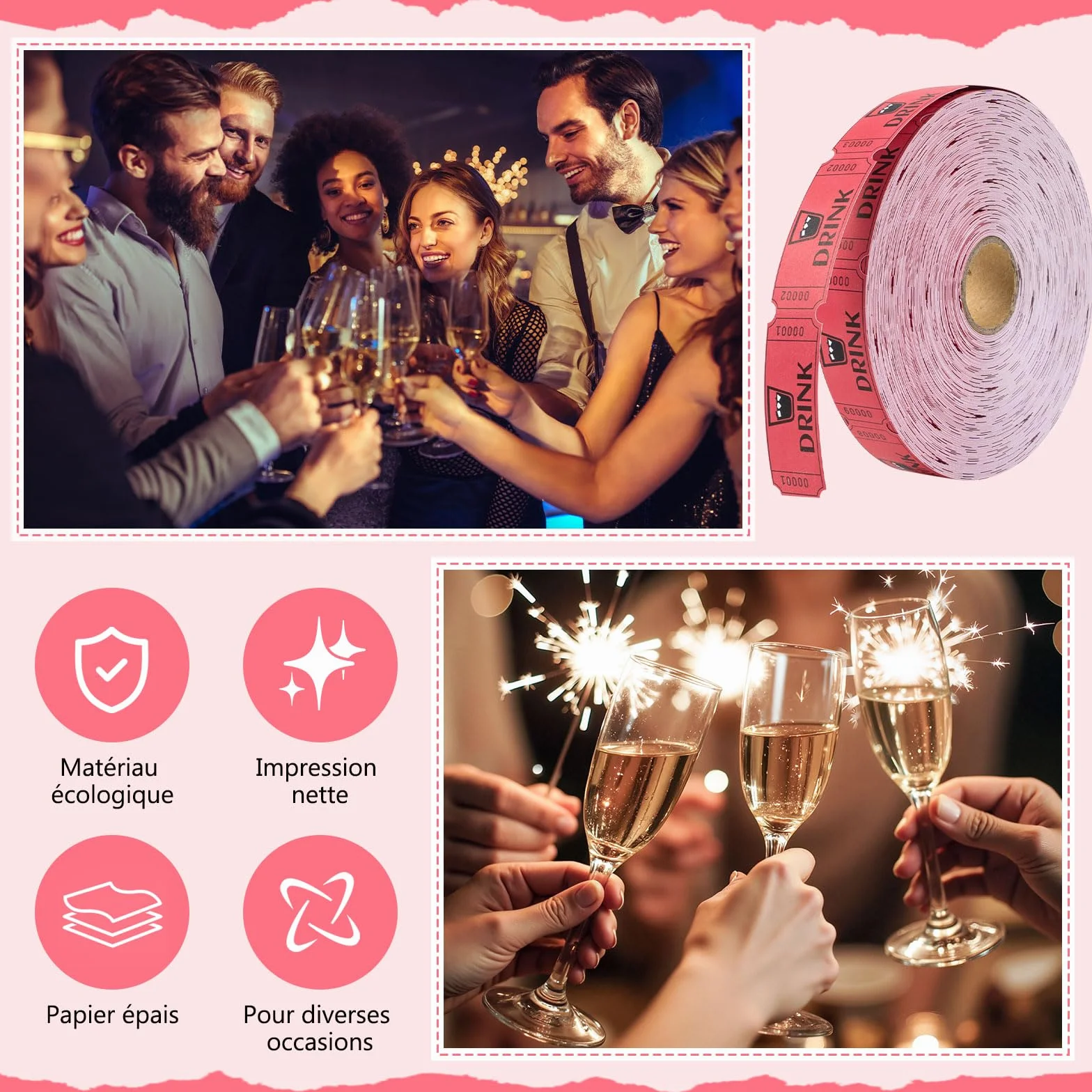 1000 Biglietti per Bevande Rosse | Biglietti Tombola Vincenti Buoni Consumo Gratuito Gettoni