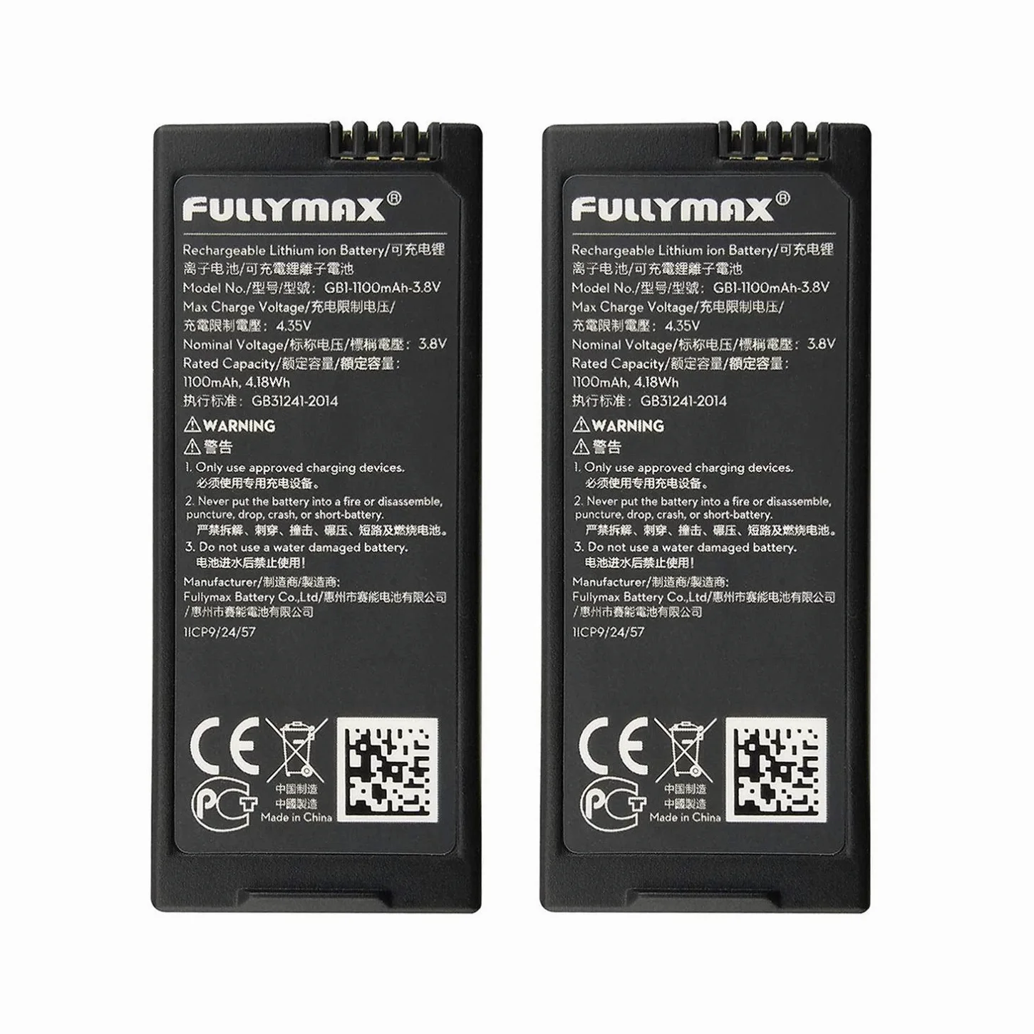 2PCS 3.8V 1100mAh batteria al litio per DJI Tello RC Quadcopter