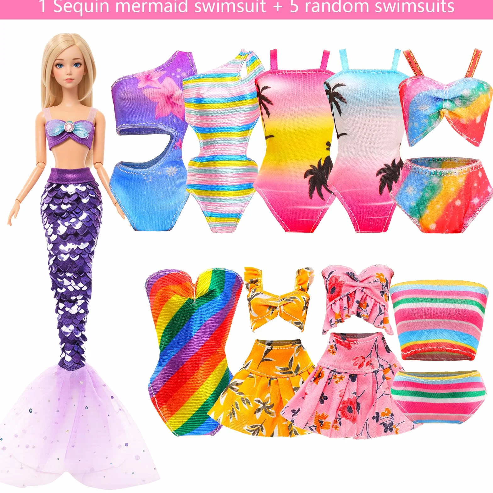 Miunana 17 Pezzi Per 11.5 Pollici 30 CM Bambola: 6 Costumi Da Bagno + 2 Abiti Vestiti + Cappello + 3 PCS Scarpe + 5 Accessori