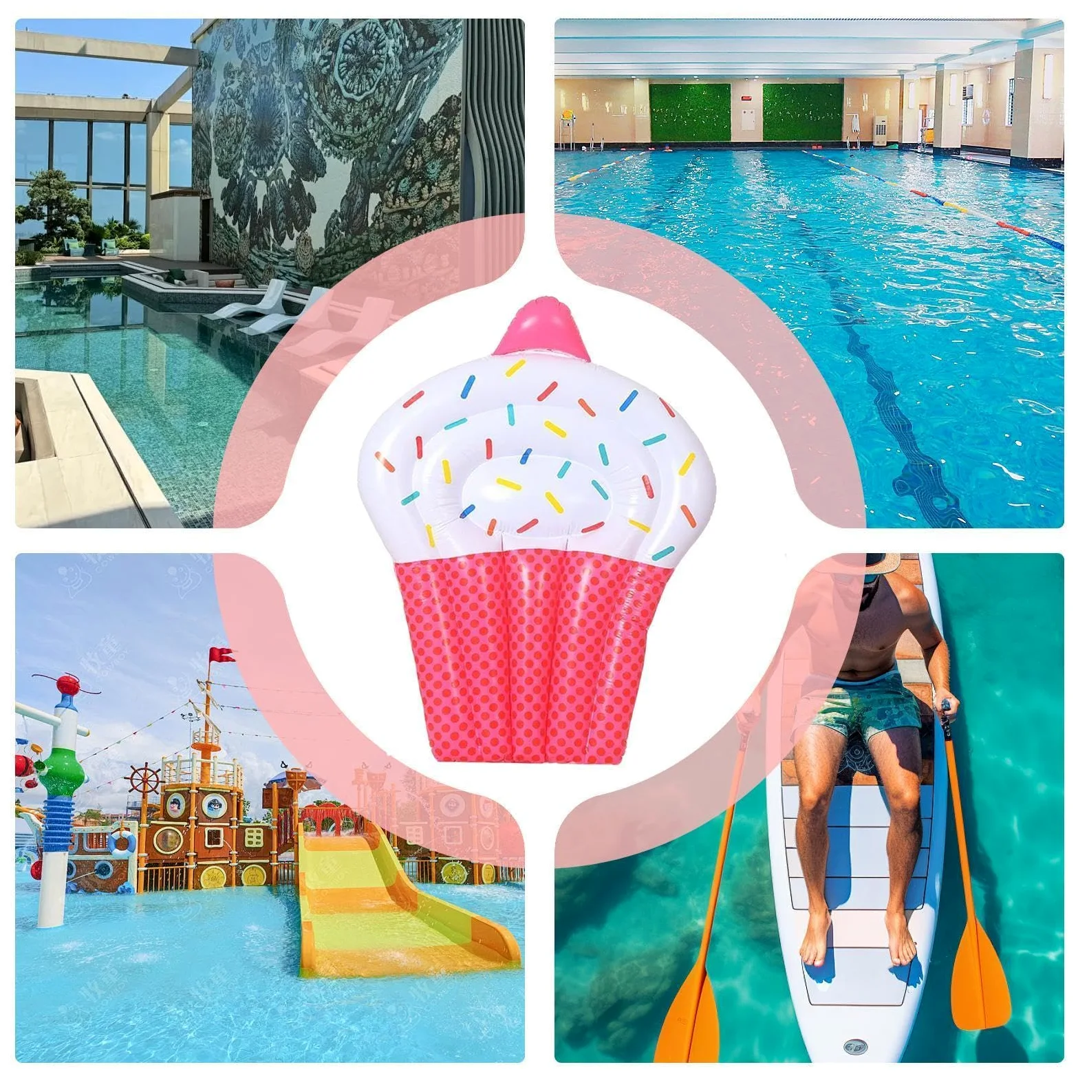 Galleggianti gonfiabili per piscina, a forma di torta, galleggianti gonfiabili per piscina, per adulti, per feste all'aperto, cortile, giardino, prendere il sole, mare e