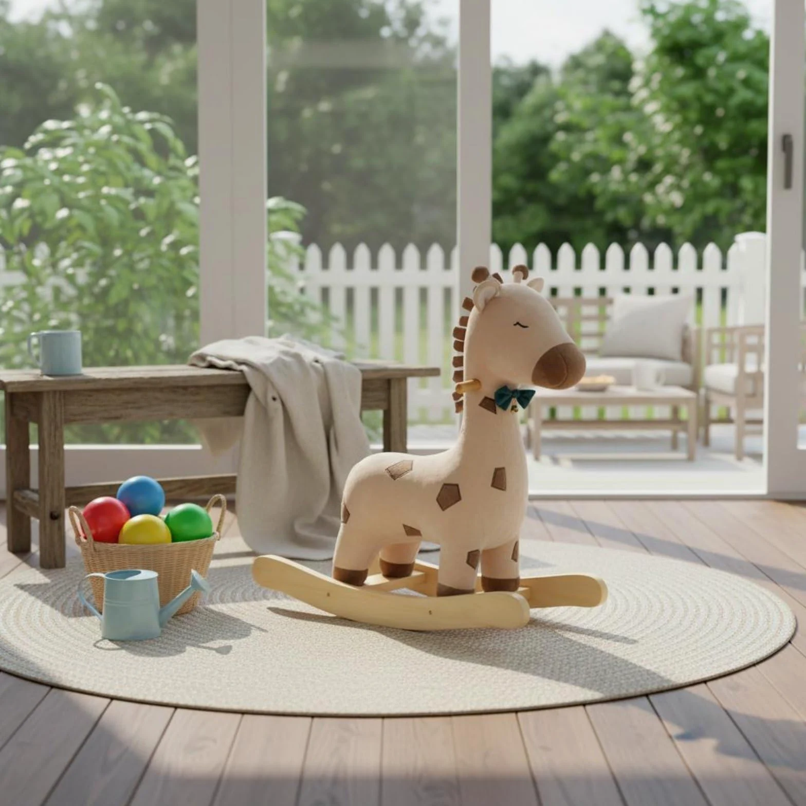 Qianly Gioco a Dondolo Giraffa in Legno Stile Nordico Dondolo a Forma di Giraffa Design Anti-Ribaltamento Giocattolo prima Infanzia per Bambini Piccoli