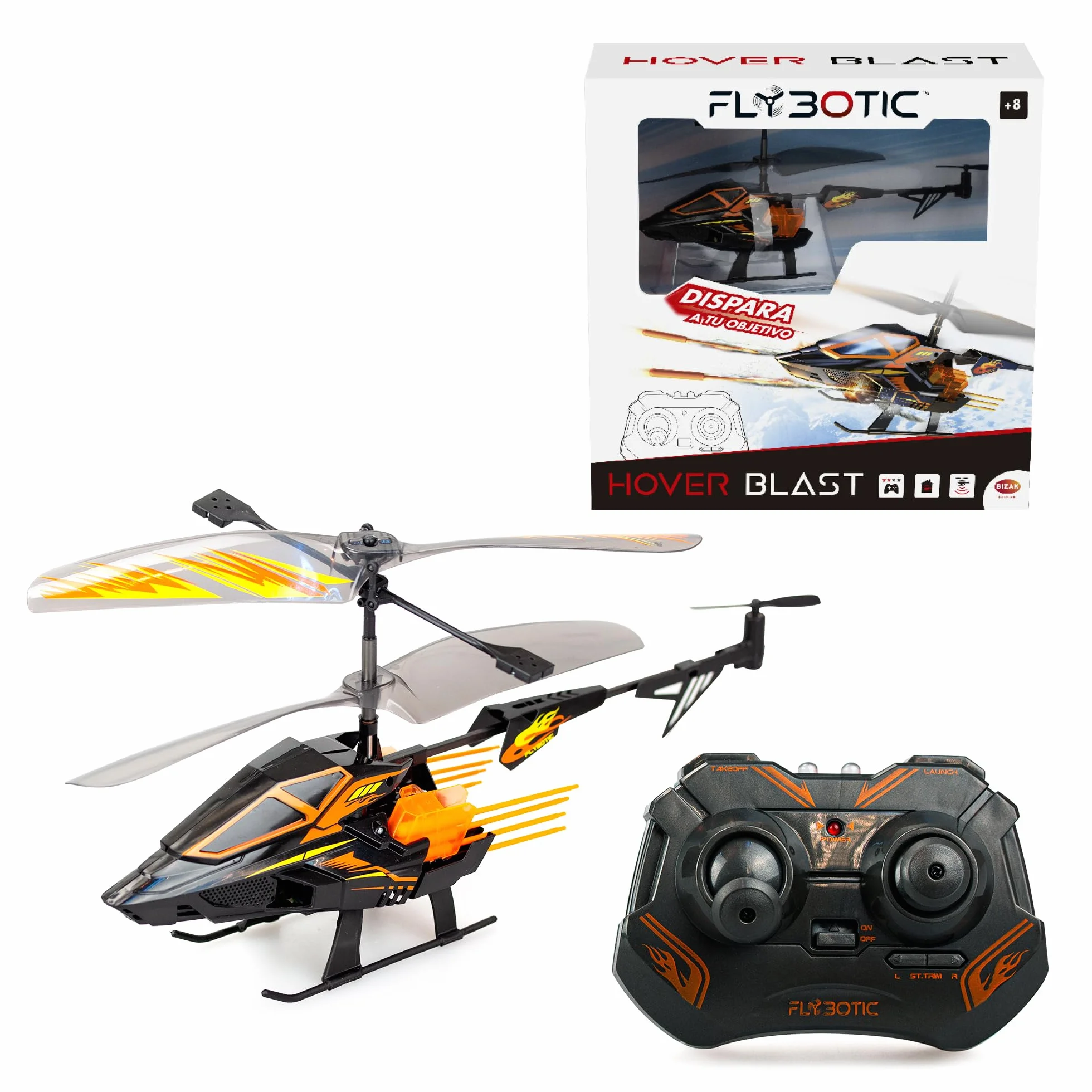 Bizak FLYBOTIC Hover Blast, elicottero radiocomandato con telecomando radiocomandato e 16 razzi di tiro per colpire un bersaglio, per bambini e adulti, (62004567)
