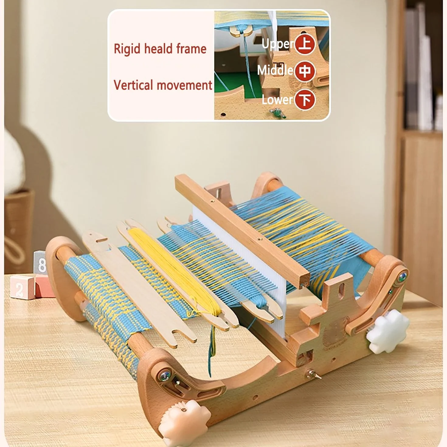 Macchina per tessitura a maglia fai da te, kit per la casa con pettine e bobina, larghezza massima 20 cm, densità regolabile per principianti, adulti, artisti artigianali