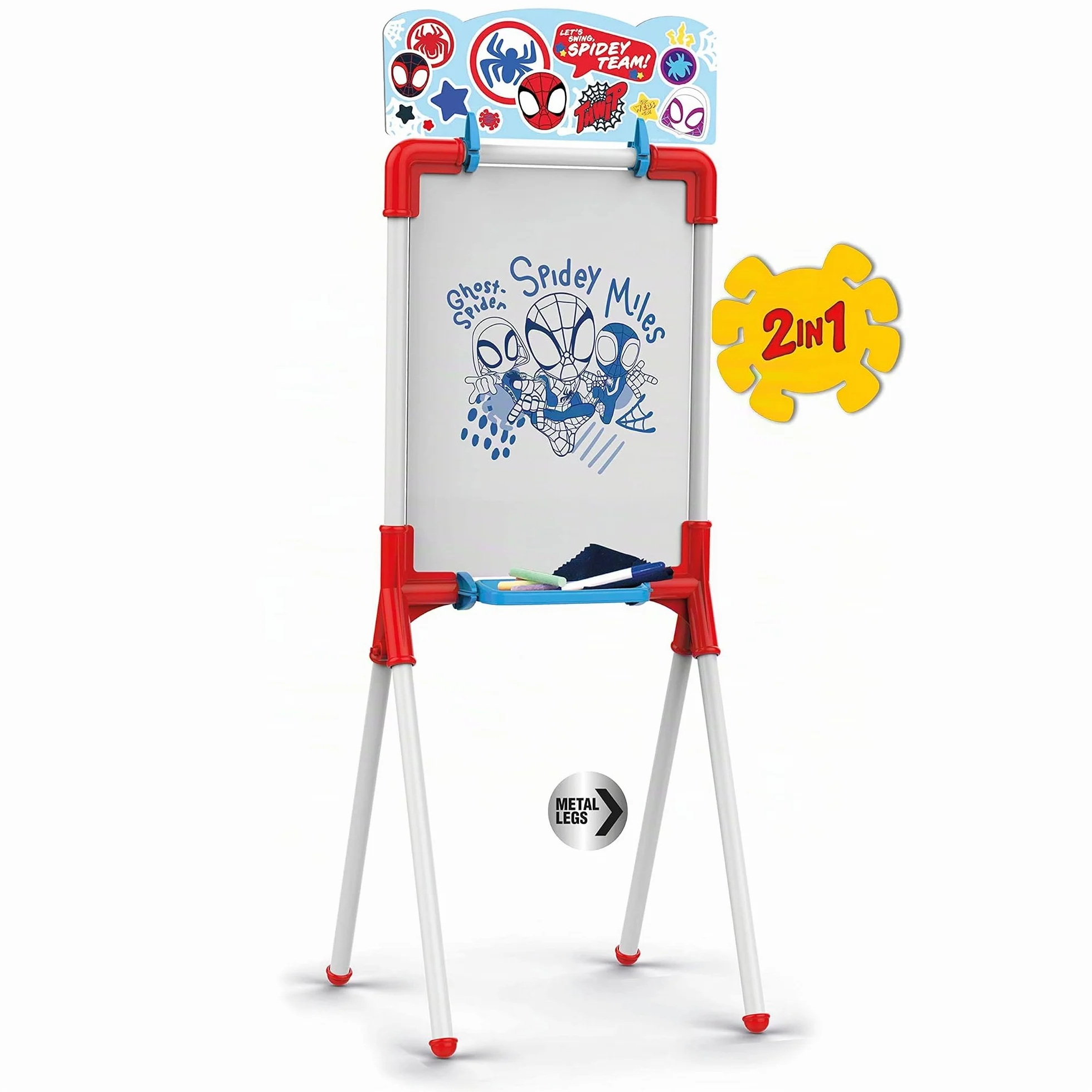 Lavagna per Bambini Spidey 2 in 1 Reversibile con Cavalletto Giochi Educativi Creativi 3 Anni
