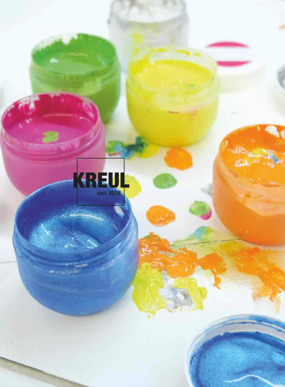 KREUL 23050 - Vernice a dita Mucki per bambini fortunati, 6 x 50 ml in giallo, rosa, blu diamante, verde, arancio, argento drago, senza parabeni, senza glutine, senza lattosio, vegan, lavabile