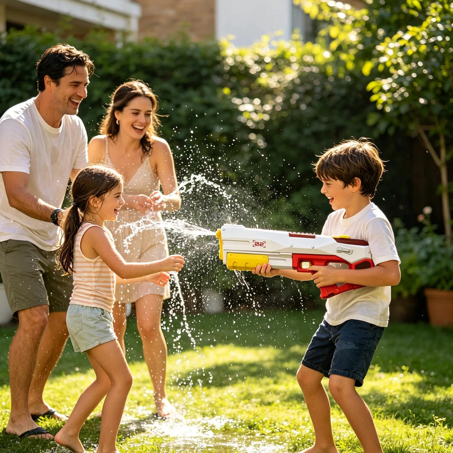 Pistola a spruzzo d'acqua elettrica per bambini, con grande | Spruzzatore elettrico per bambini, per giardino, piscina, viaggi, vacanze, parco, prato, campeggio, ecc
