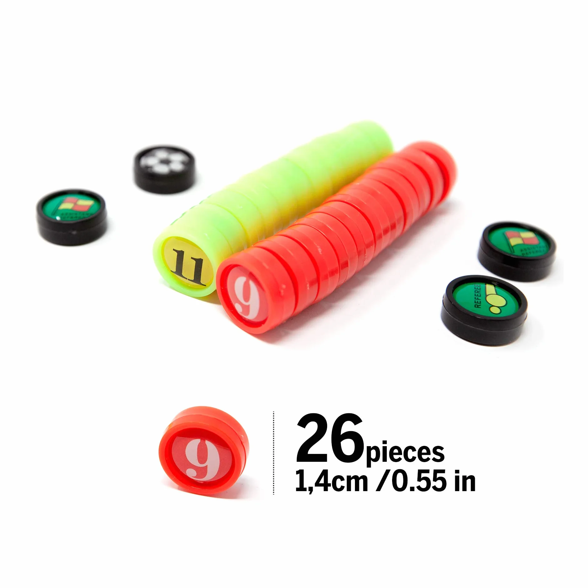 Pedine Magnetiche di Calcio, 26 Calamite da 1,4 Centimetri di Diametro con Borsa