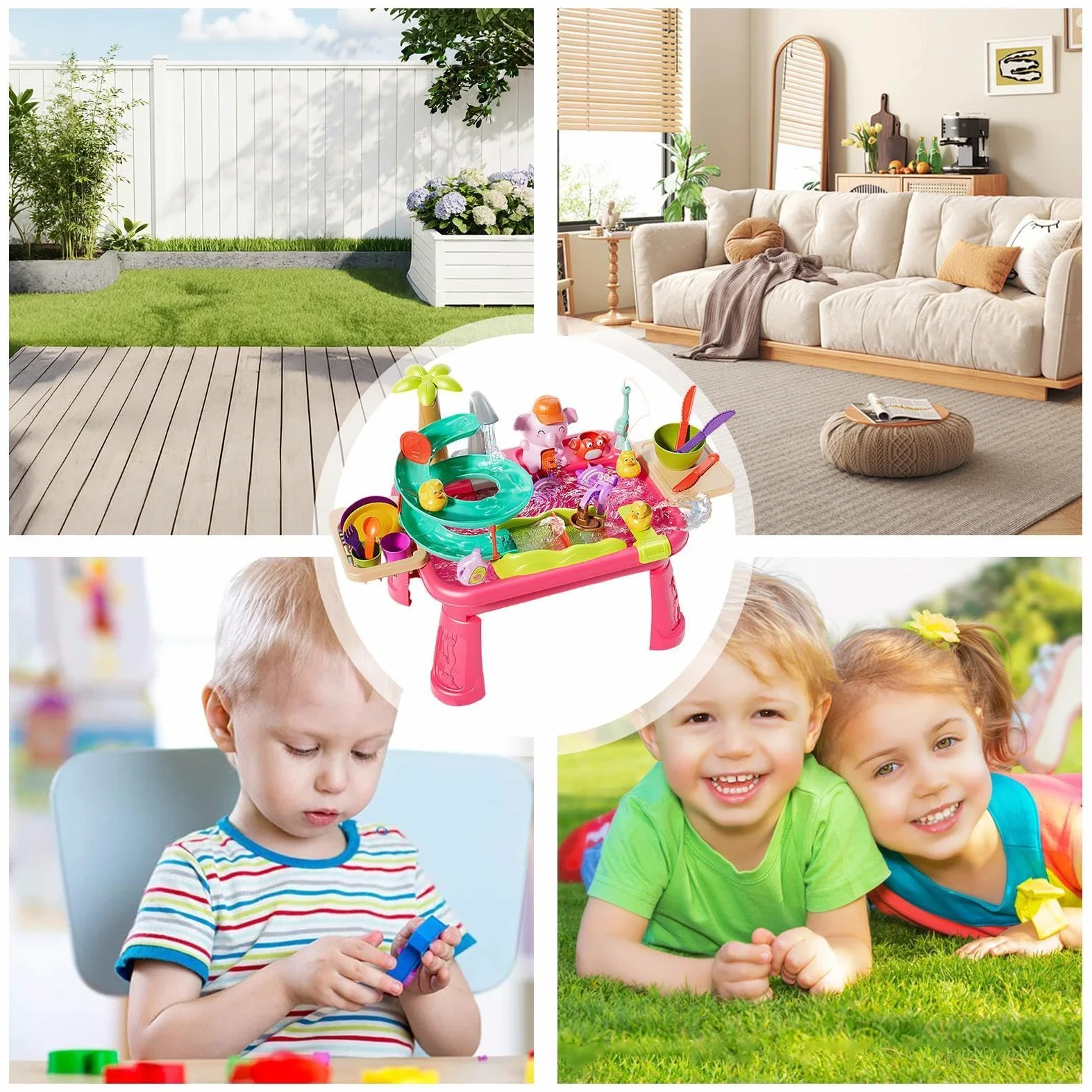 Giocattolo per Bambini con Acqua Corrente di Pesca | Tavolo d'acqua per bambini per la Pesca e Giochi Acquatici al Coperto all'Aperto in Giardino Cortile Spiaggia