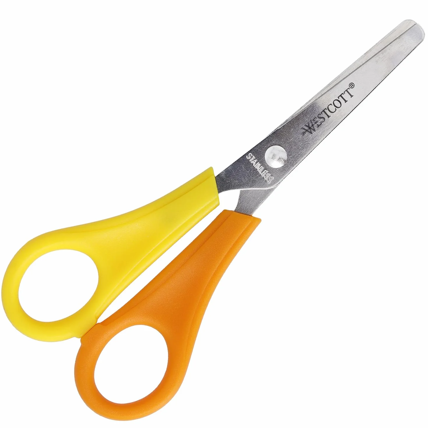 Westcott Forbici per bambini giallo per mancini | Forbici con scala integrata da 5 cm | Forbici da bricolage da 13 cm (5") ideali per le mani dei bambini | Punta arrotondata | E-21593 00