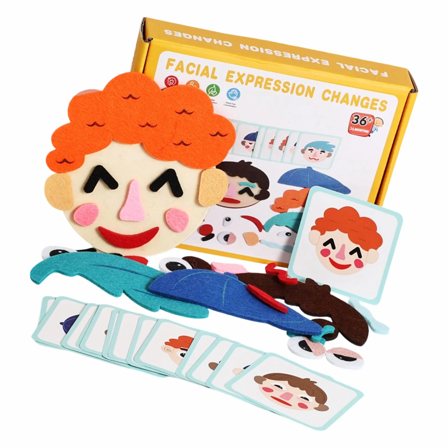 Morbido feltro emozione apprendimento gioco bambini faccia puzzle per lo sviluppo cognitivo e legame familiare emozione espressione giocattolo apprendimento