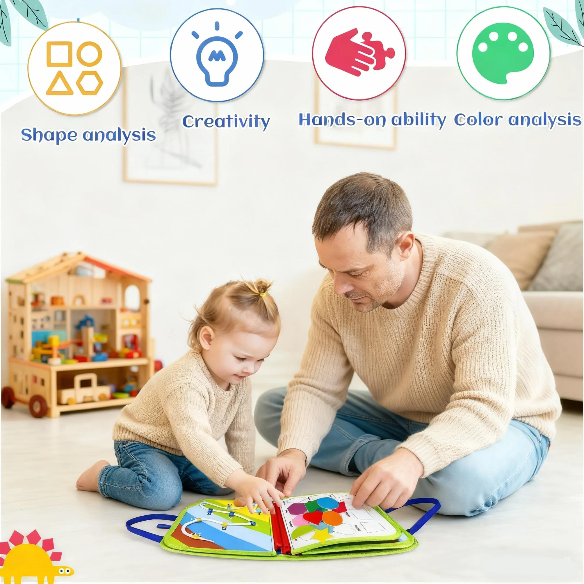 Montessori Busy Board di Feltro - Libro Montessori Interattivo, Giochi Educativi 1 2 Anni, Sviluppa Motricità Fine