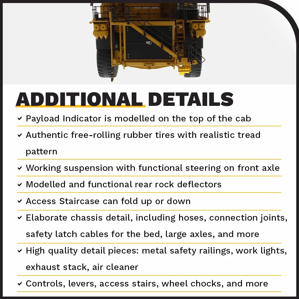 Diecast Masters Caterpillar Cat 798AC Camion minerario Scala 1:50 20,8 x 14,8 x 31,0 cm Giallo